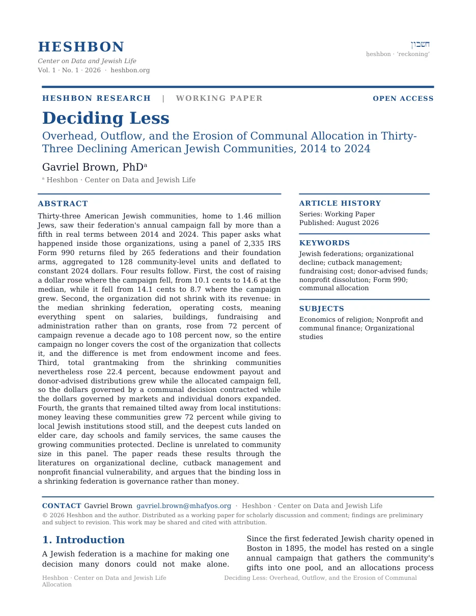 First page of the white paper Deciding Less