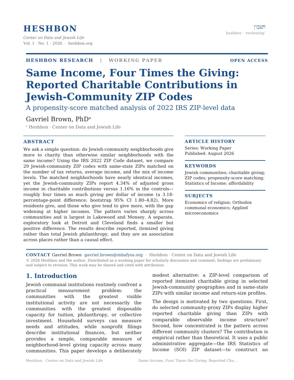 First page of the whitepaper Same Income, Four Times the Giving
