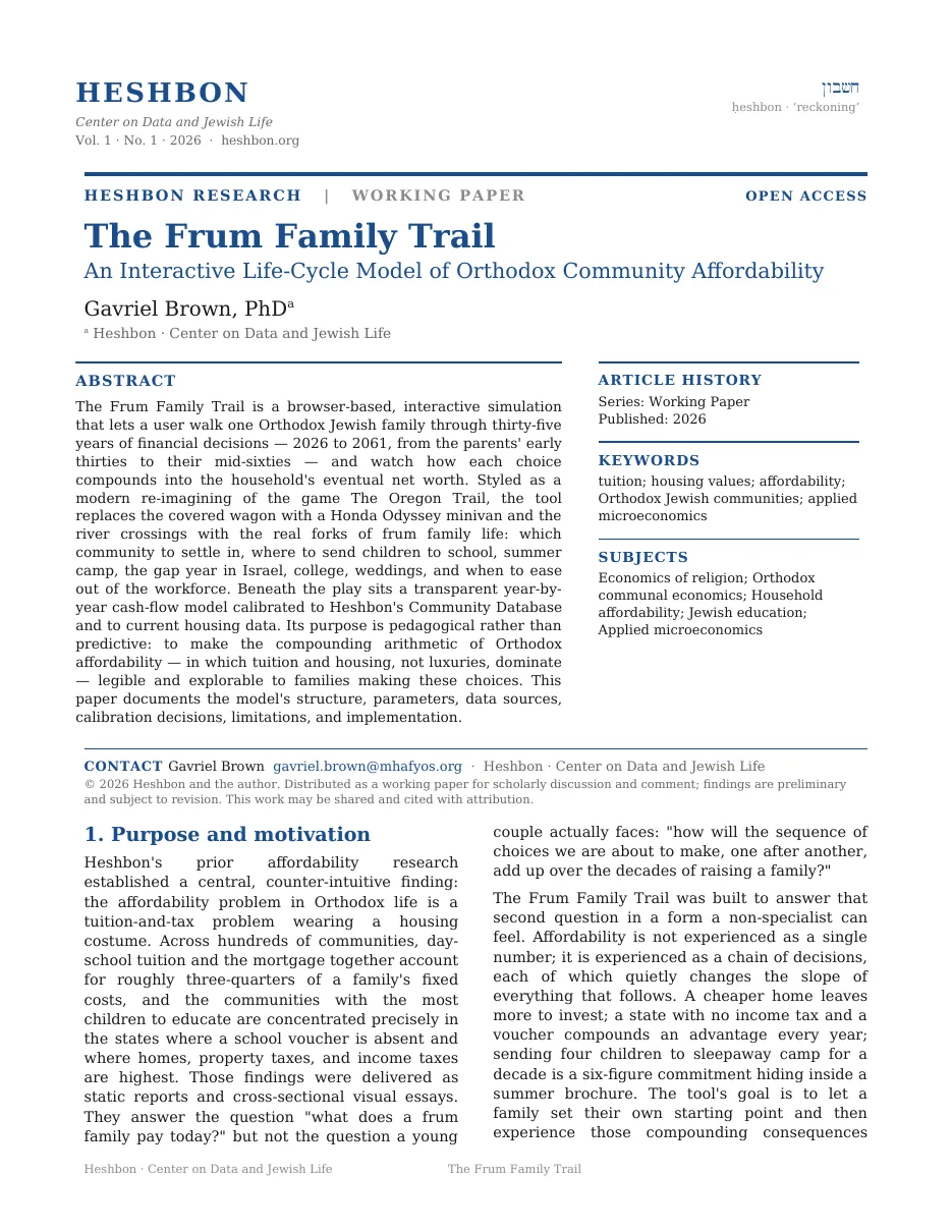 First page of the whitepaper The Frum Family Trail