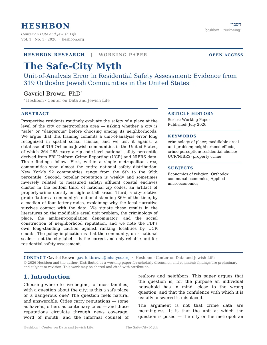 First page of the whitepaper The Safe-City Myth