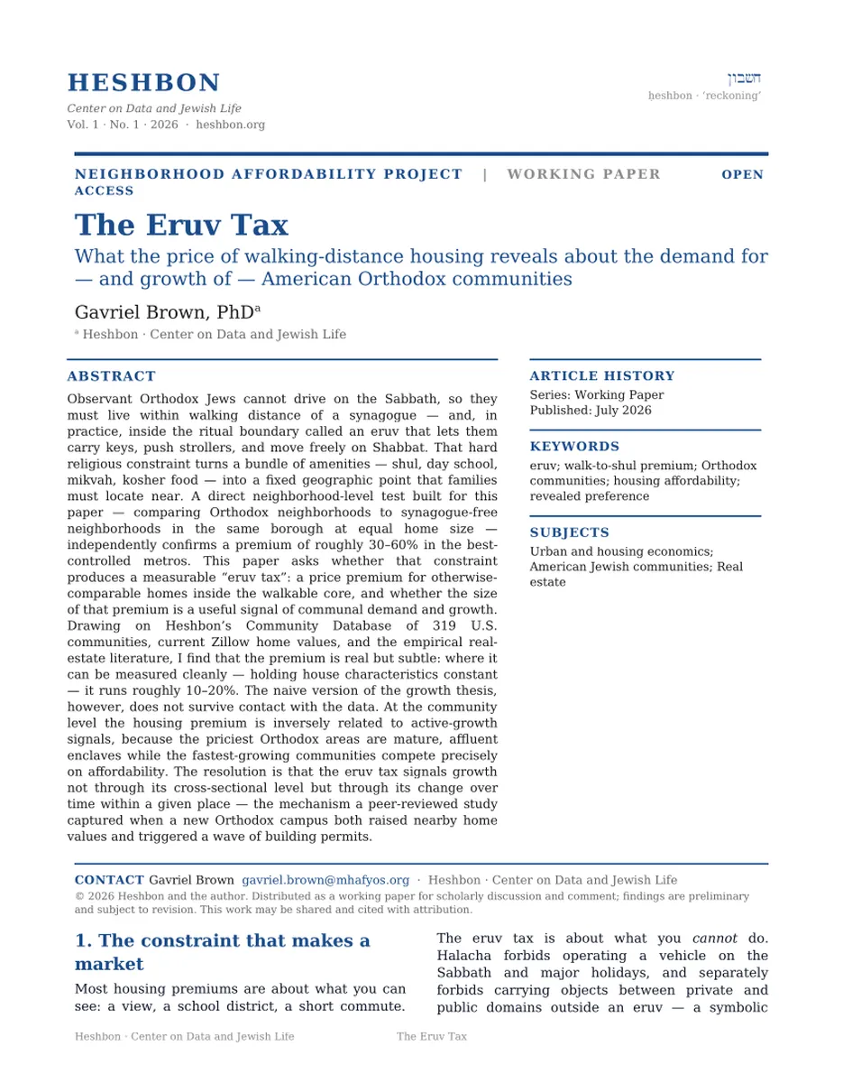 First page of the whitepaper The Eruv Tax