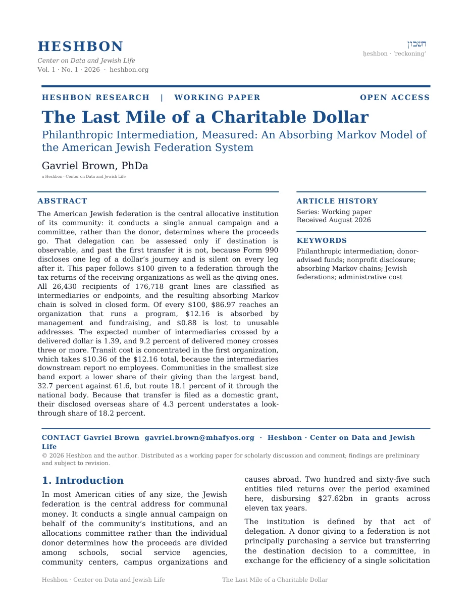 First page of the white paper The Last Mile of a Charitable Dollar