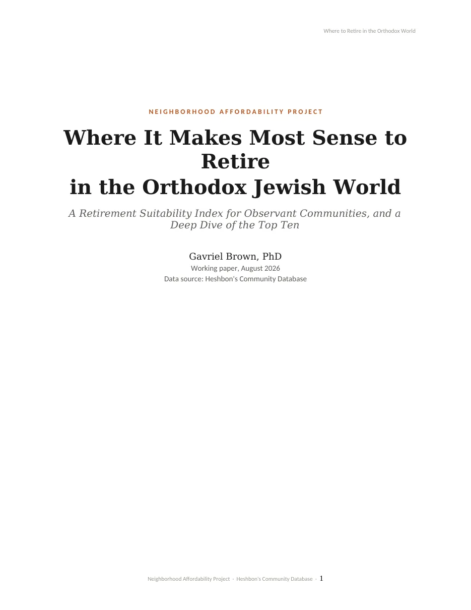 First page of the whitepaper Where to Retire in the Orthodox World