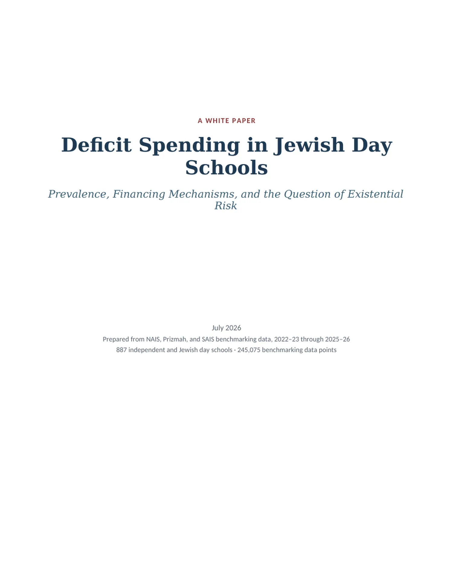 First page of Deficit Spending in Jewish Day Schools